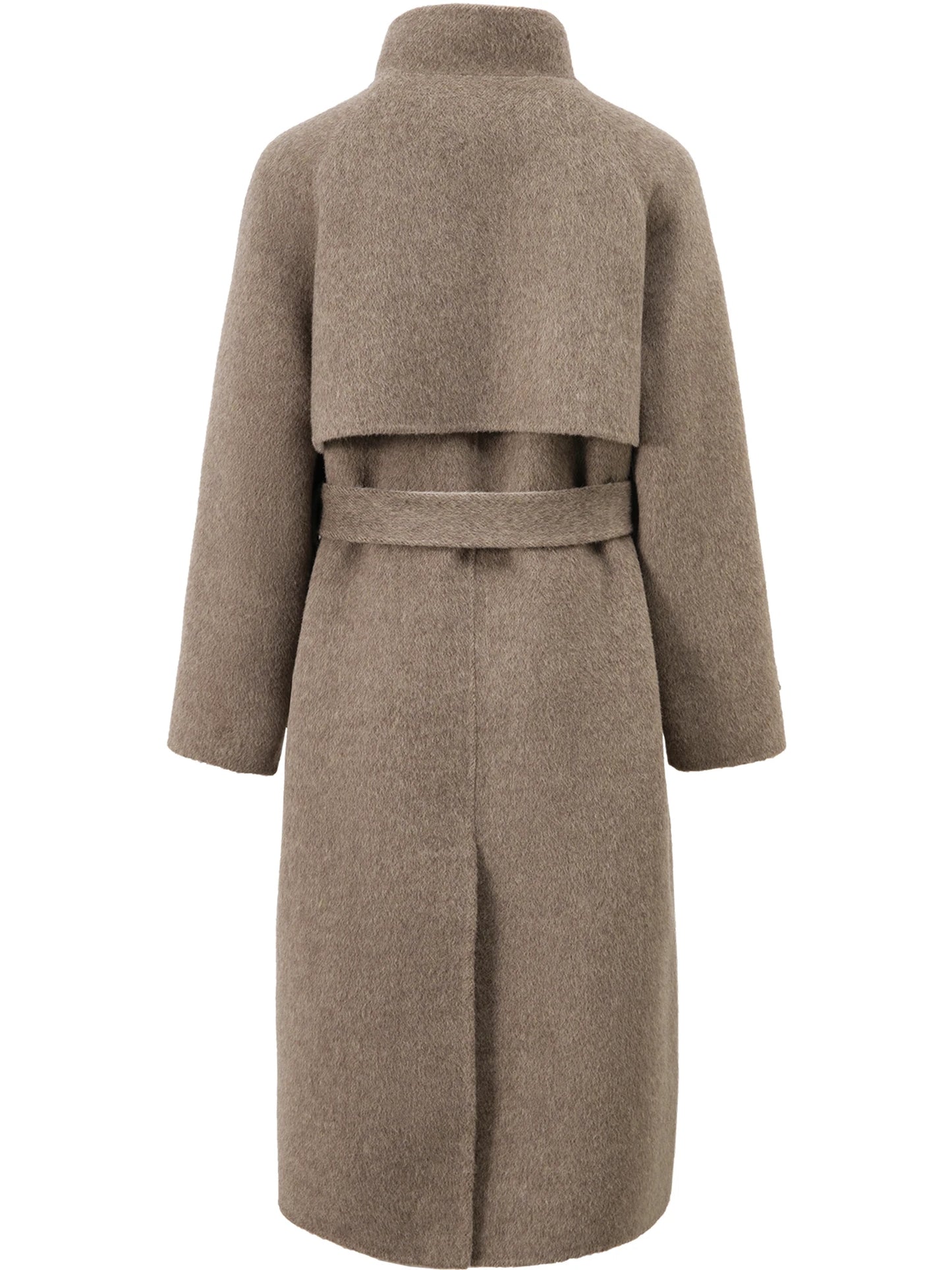 Camel Stand Collar Wool Coat