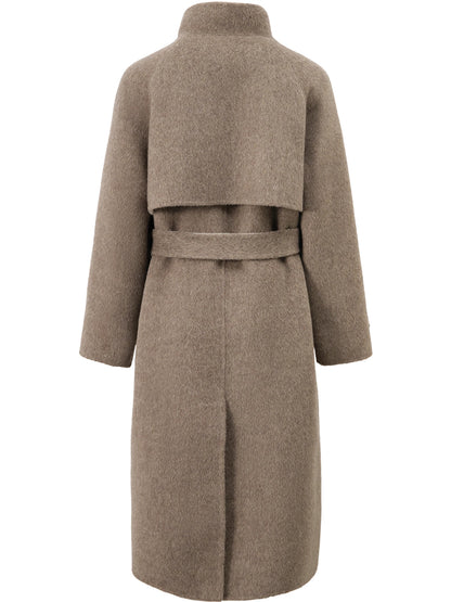 Camel Stand Collar Wool Coat