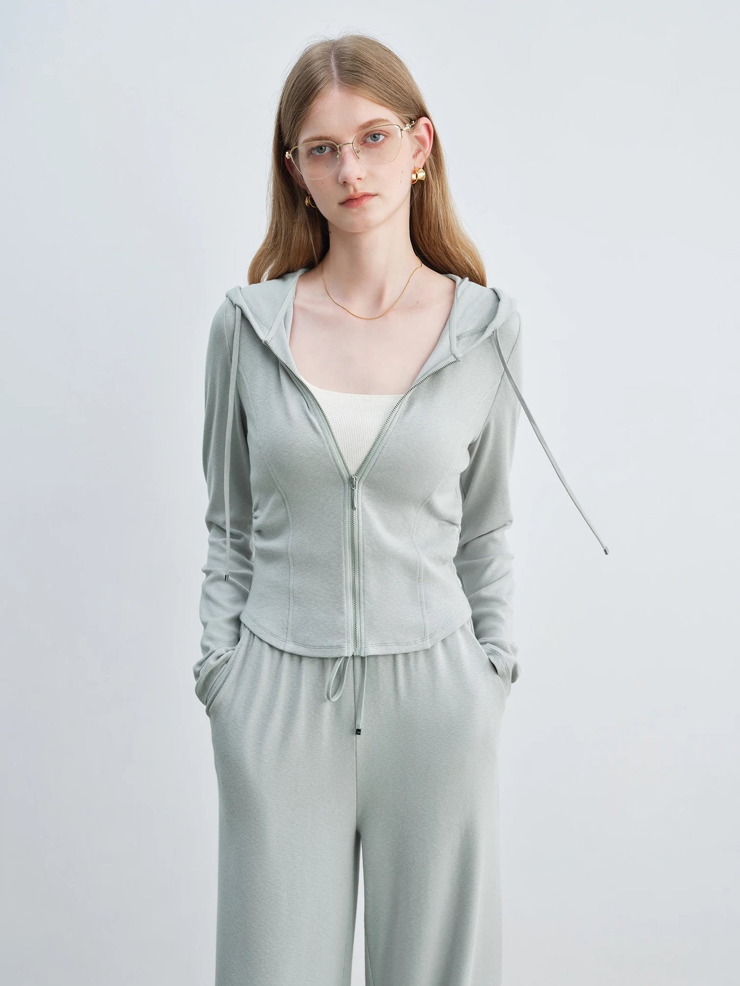 Hooded Sweatshirt Wide Leg Set