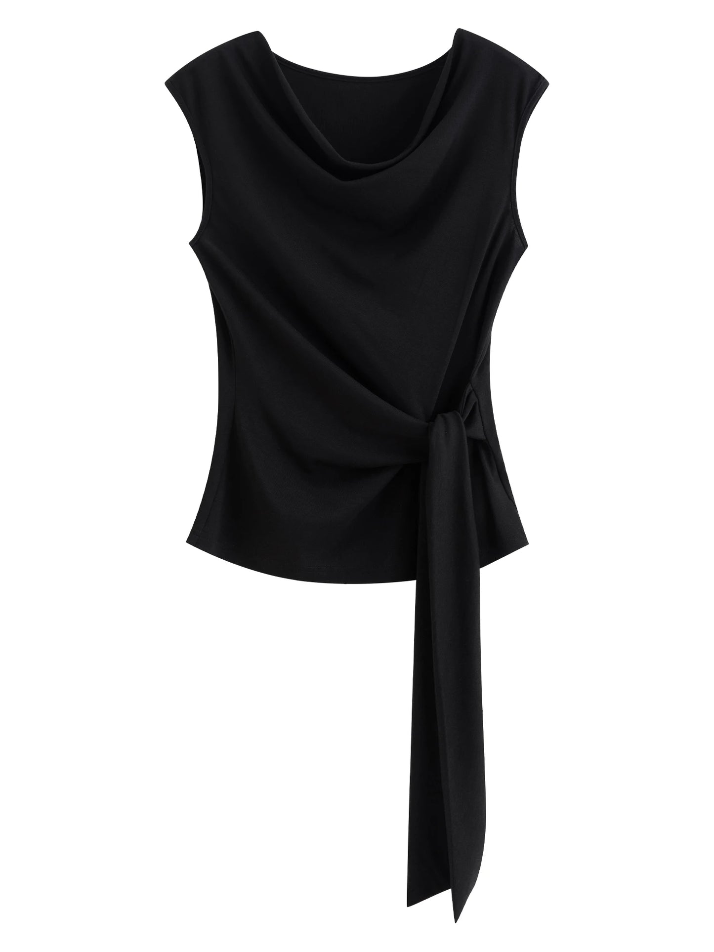 Rust Draped Neck Sleeveless Top