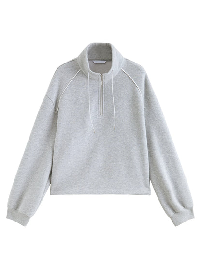 Espresso Half Zip Drawstring Sweatshirt