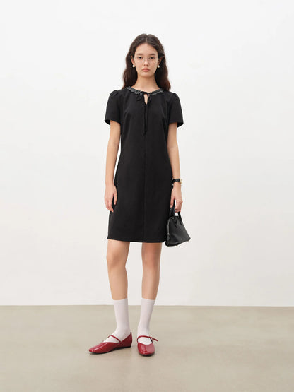 Black Layered Collar Mini Dress