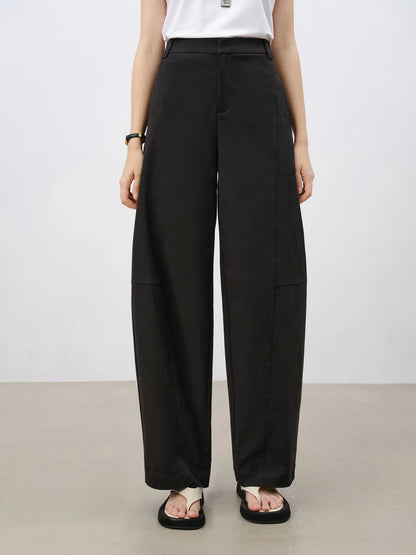 Black Curved Leg Trousers