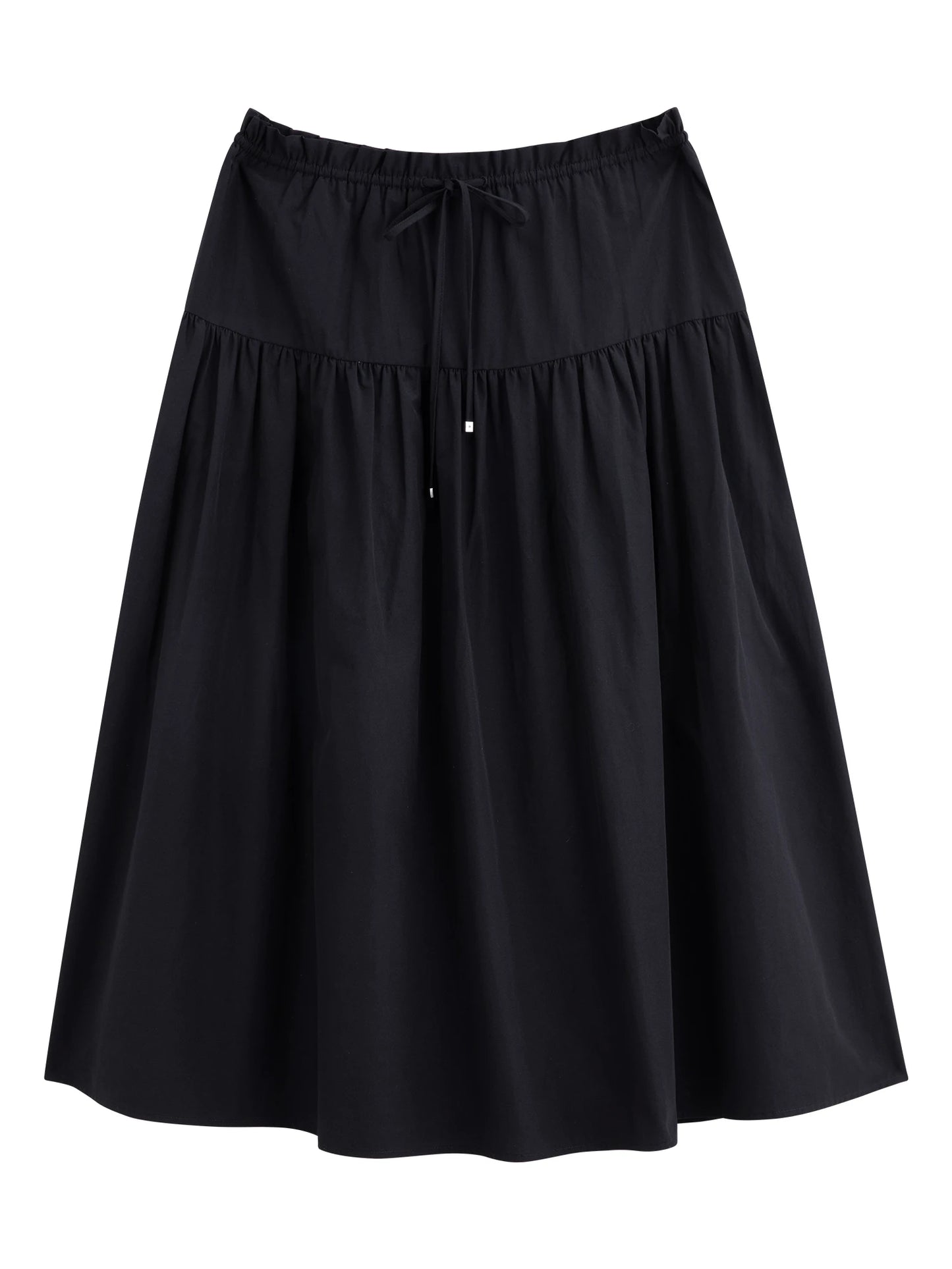 Gathered Drawstring A-Line Midi Skirt