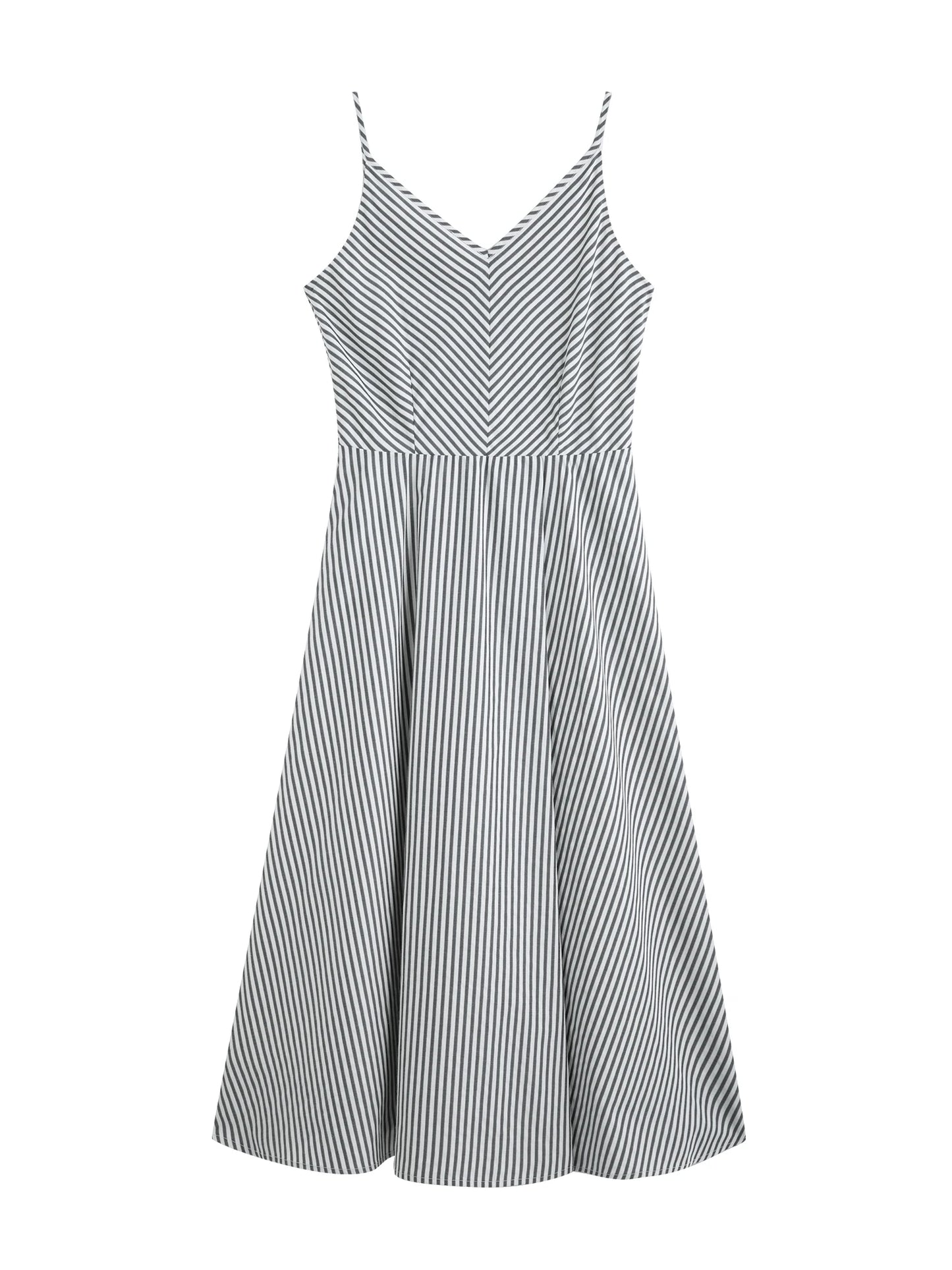 Striped Slim Strap Midi Dress