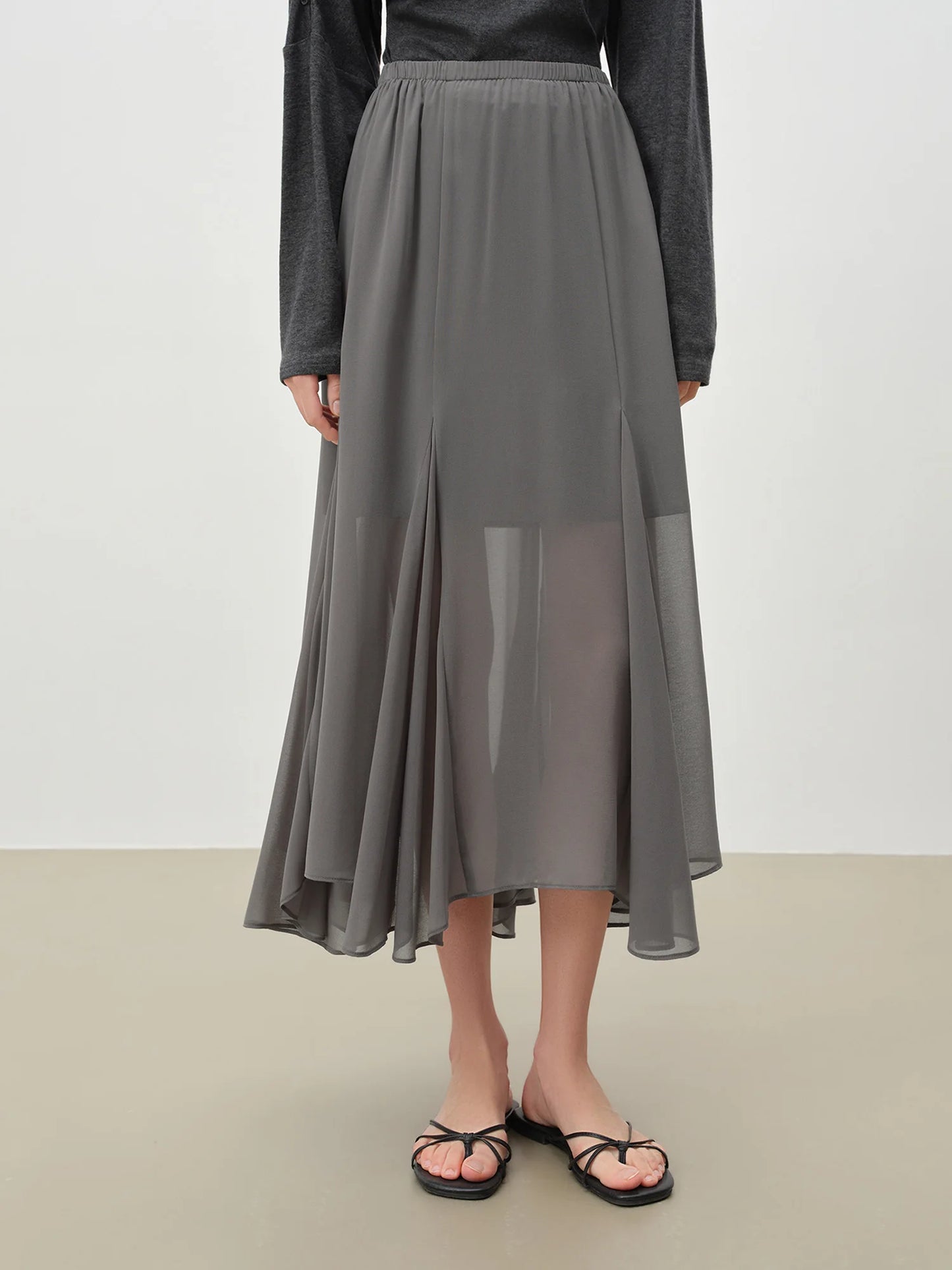 Chocolate Draped Chiffon Maxi Skirt