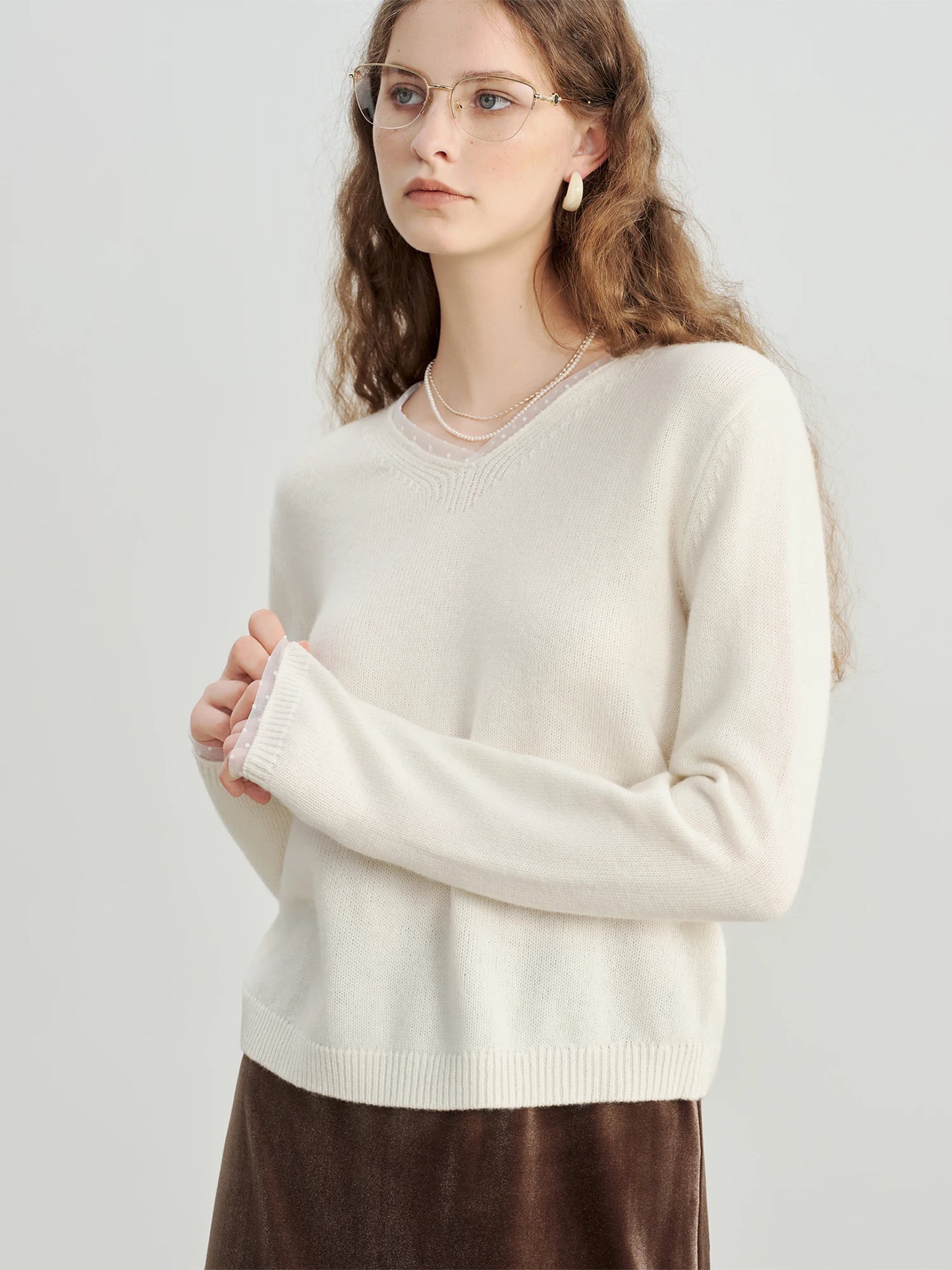 Red V-Neck Knit Sweater