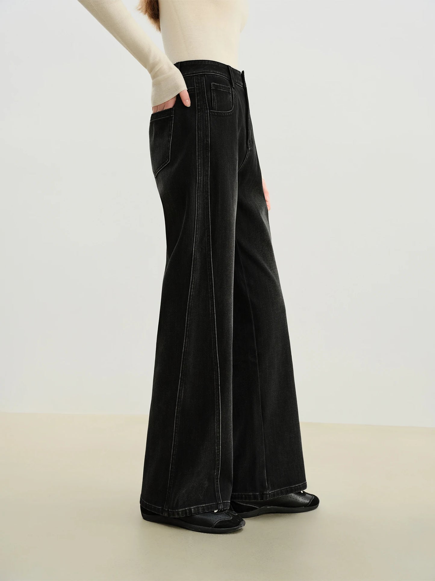 Black Seam Wide Leg Jeans