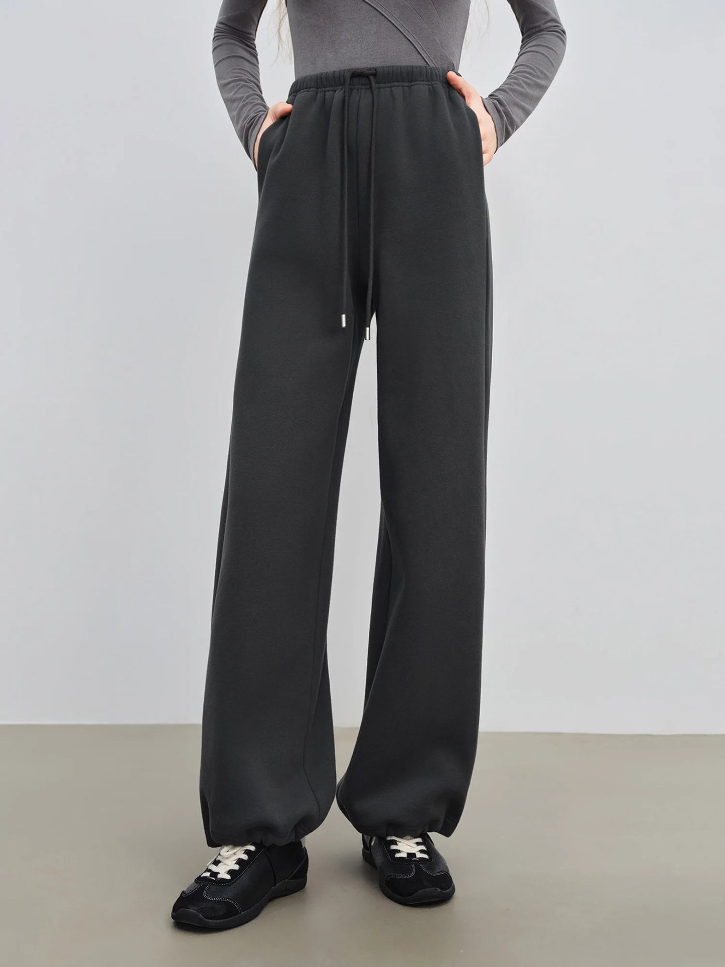 Deep Grey Insulated Wide Leg Pants