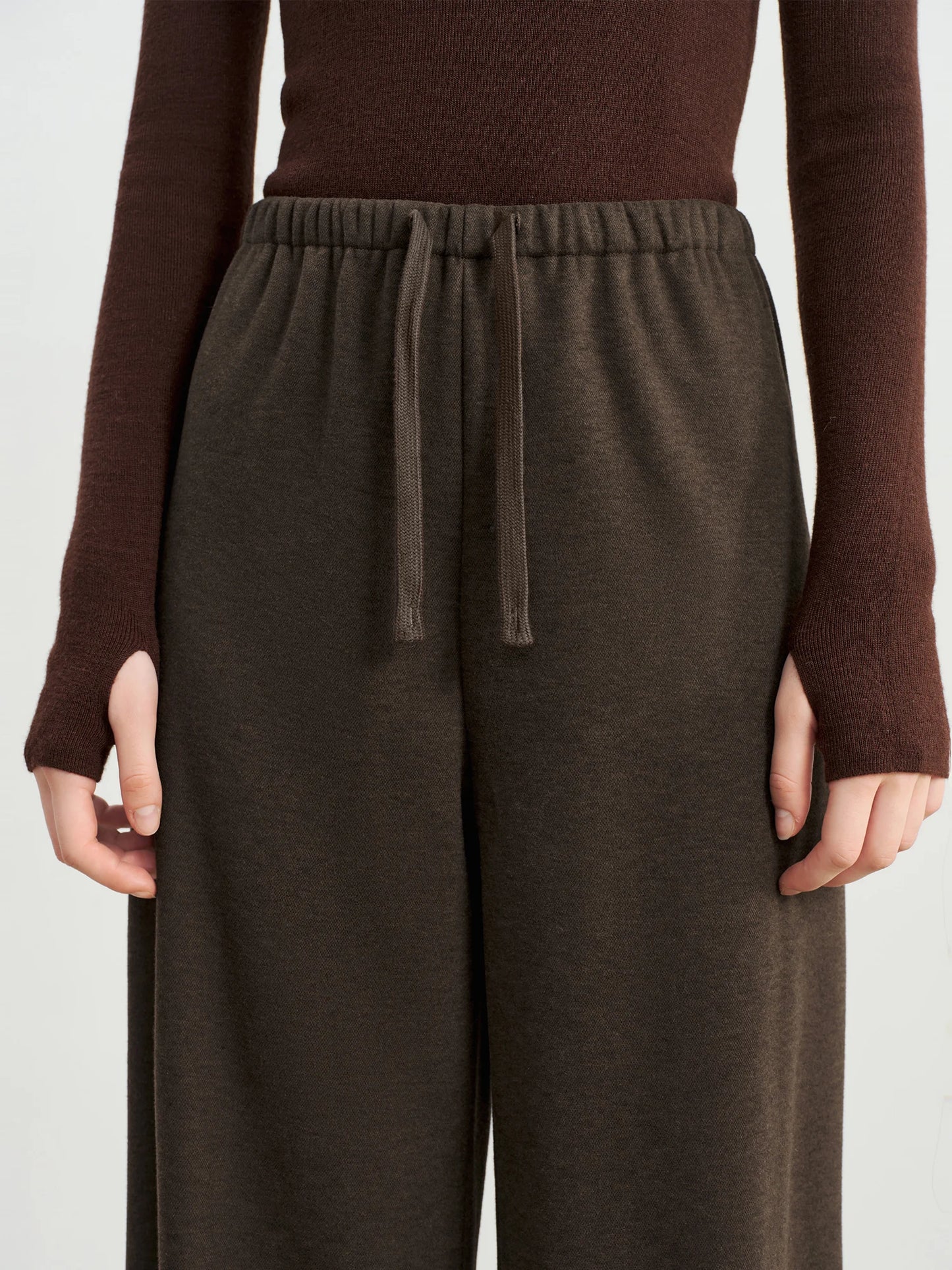 Black Wool Blend Wide Leg Pants