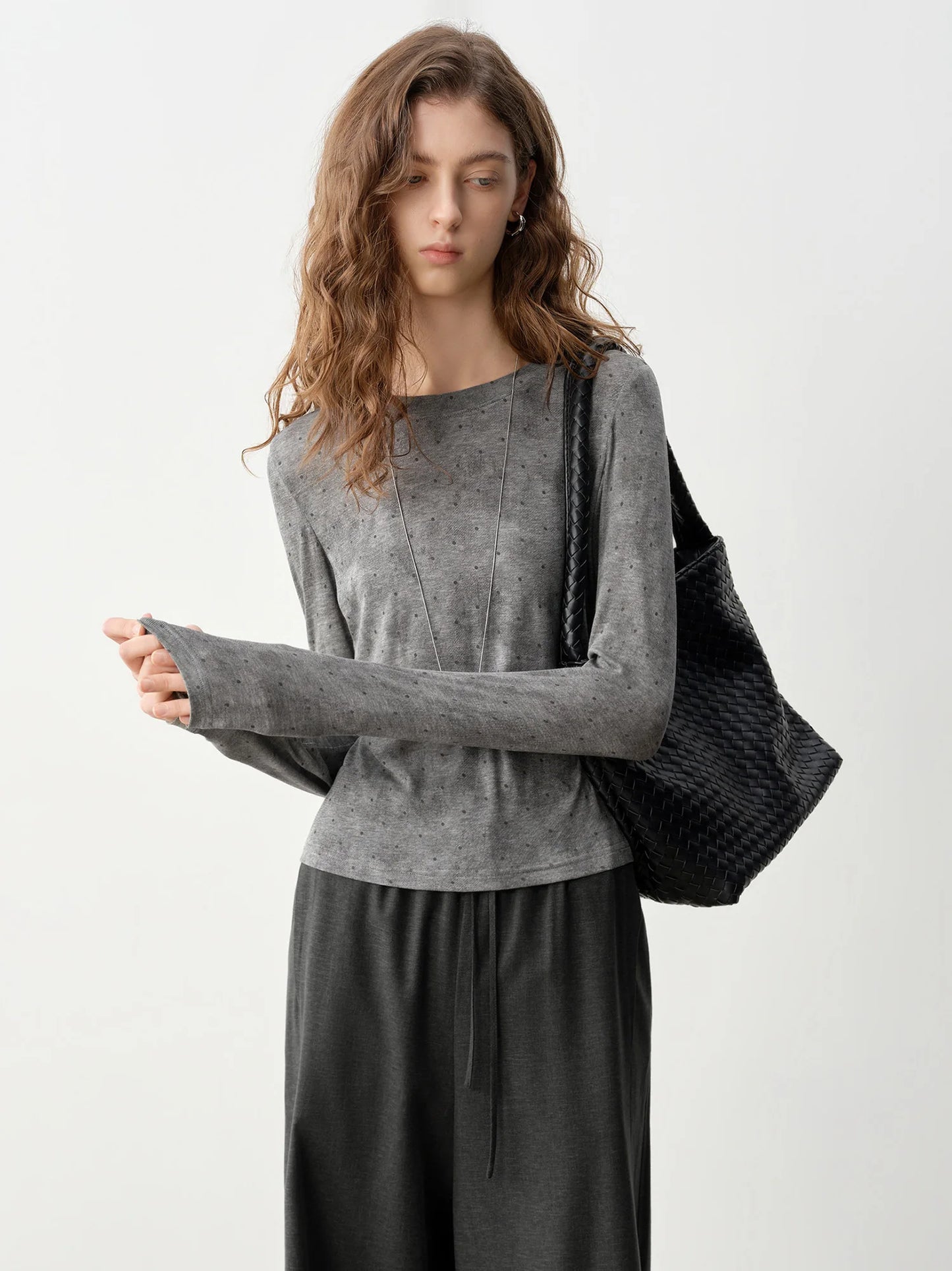Gray Dot Long Sleeve Tee