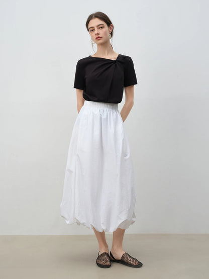 White Front Knot Short Sleeve Tee
