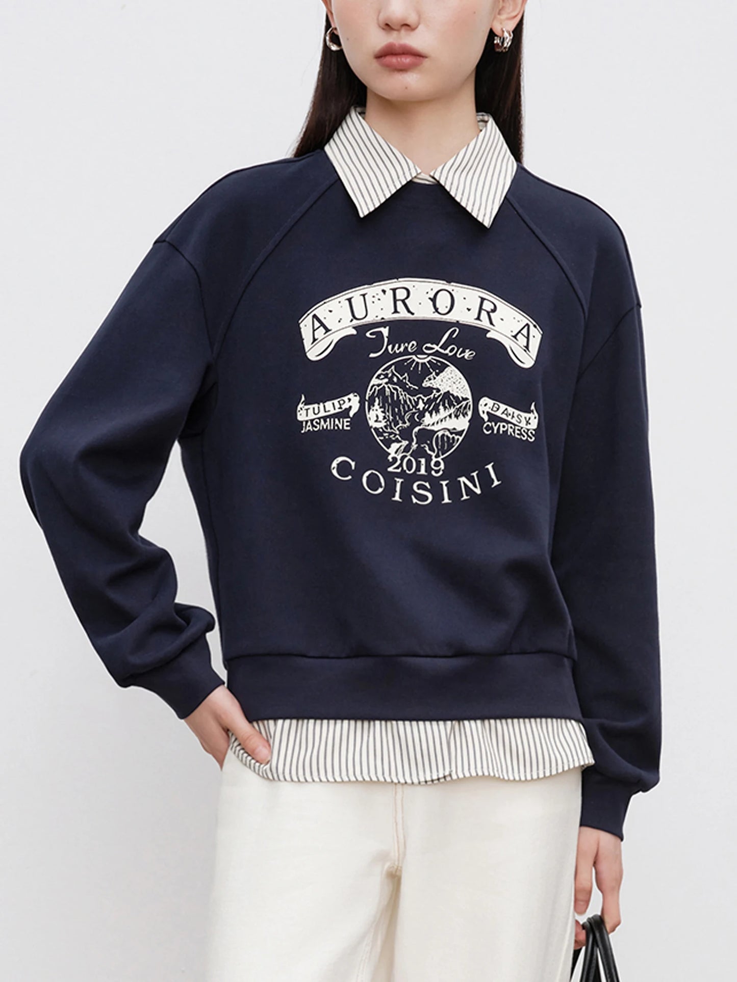 Ivory Graphic Layered Sweatshirt