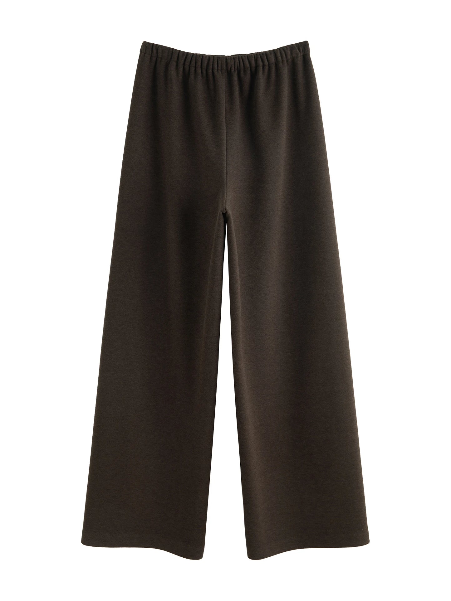 Black Wool Blend Wide Leg Pants