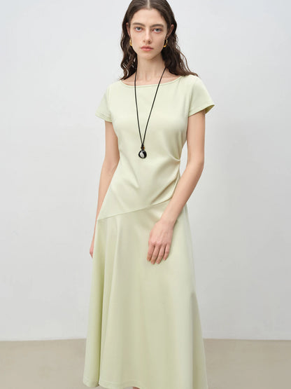 Black Asymmetric Draped Midi Dress