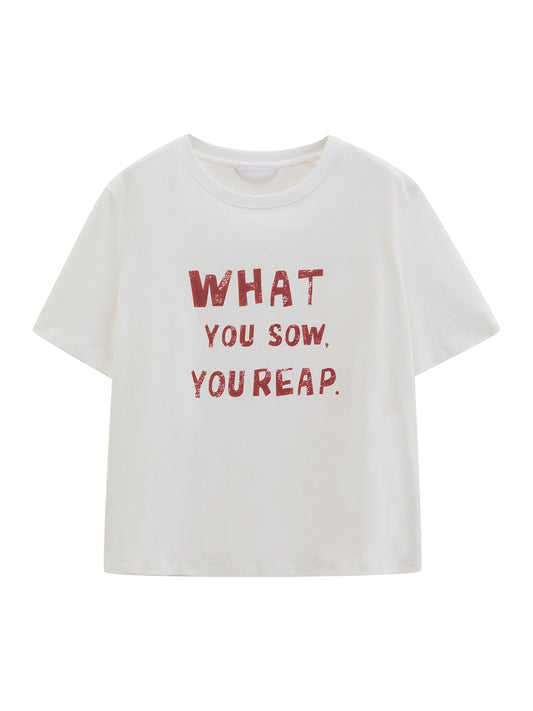 White Red Letter Graphic Tee