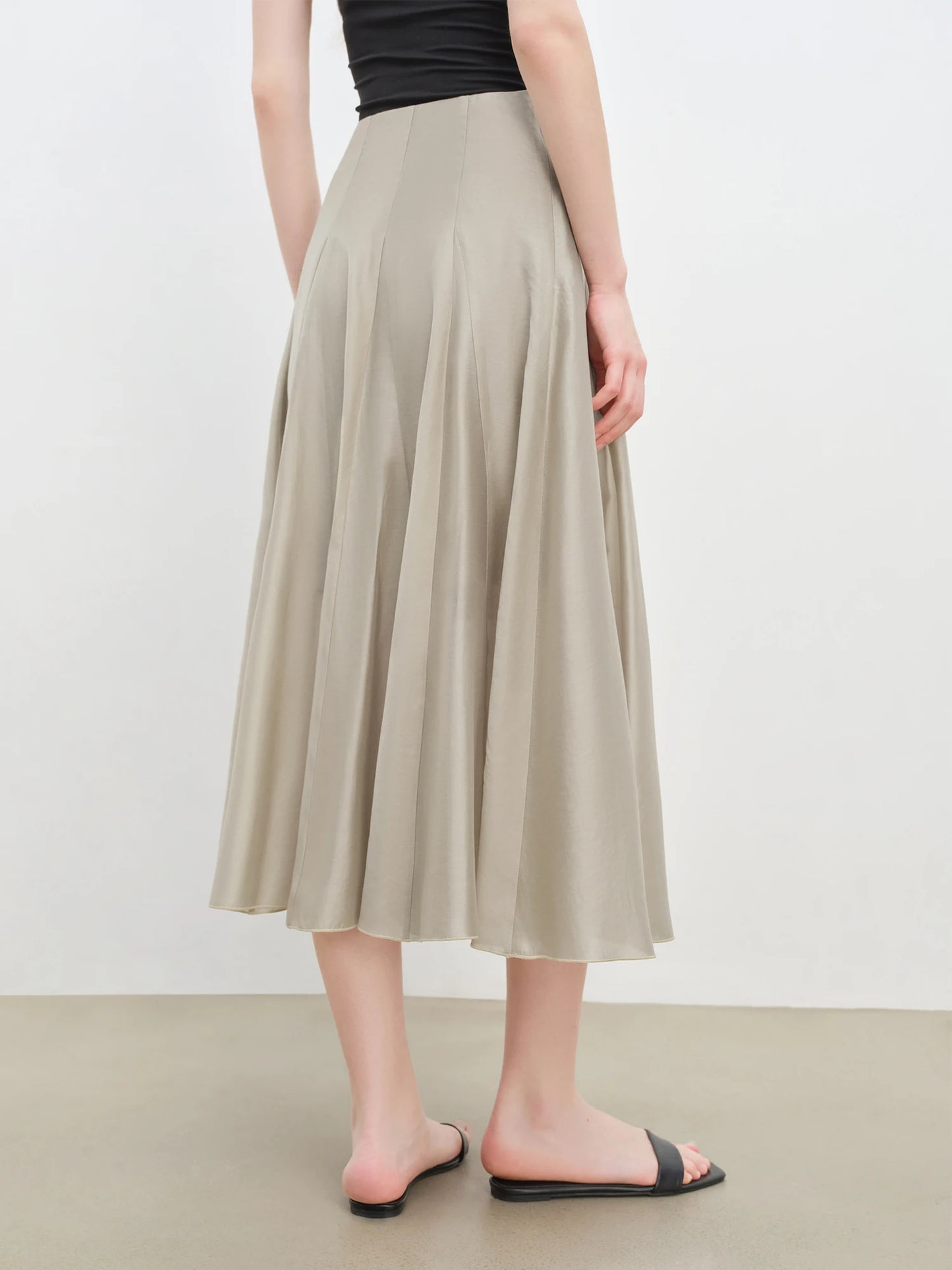 Stone Paneled A-Line Midi Skirt