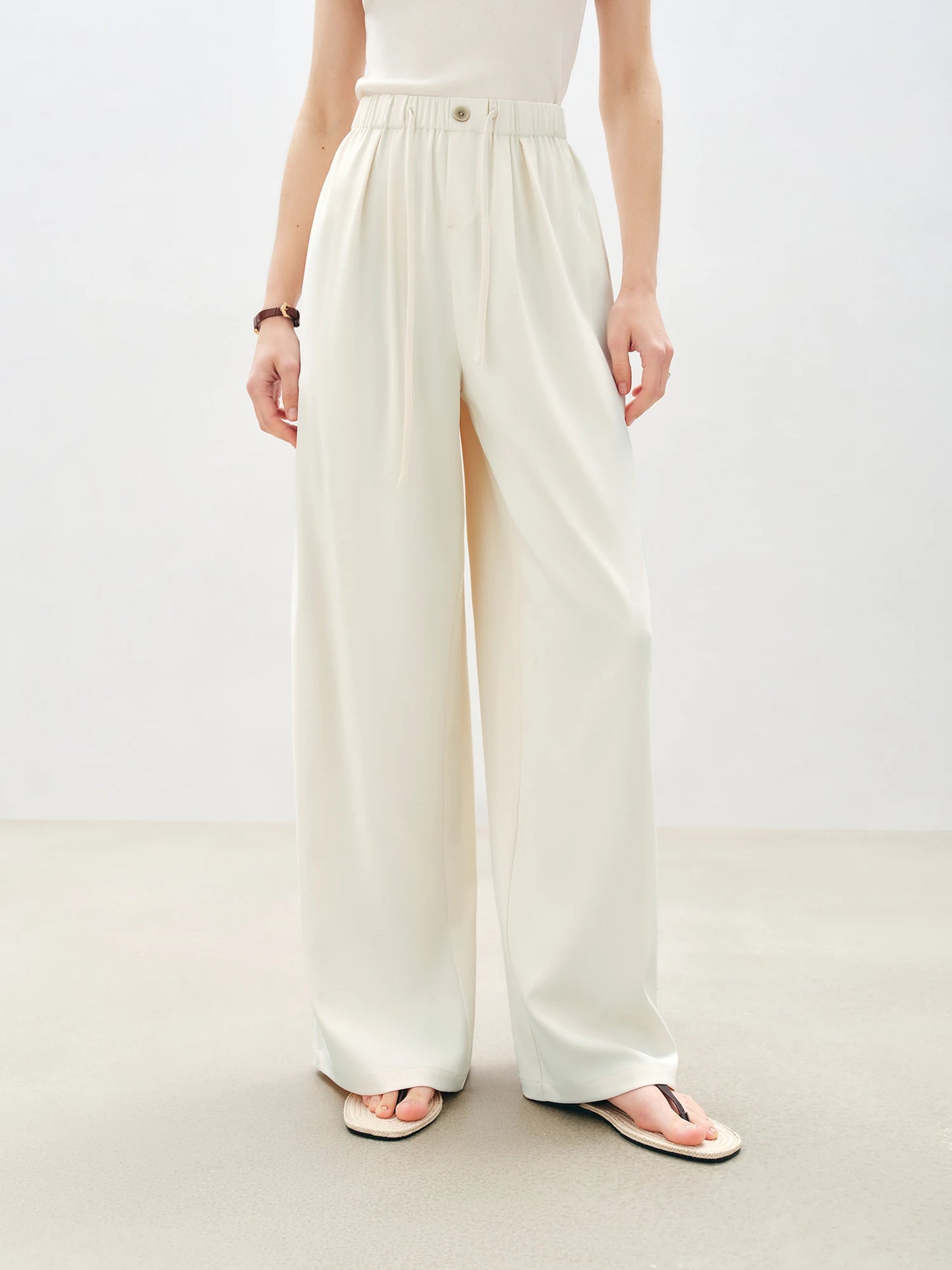 Ivory Cooling Wide Leg Pants