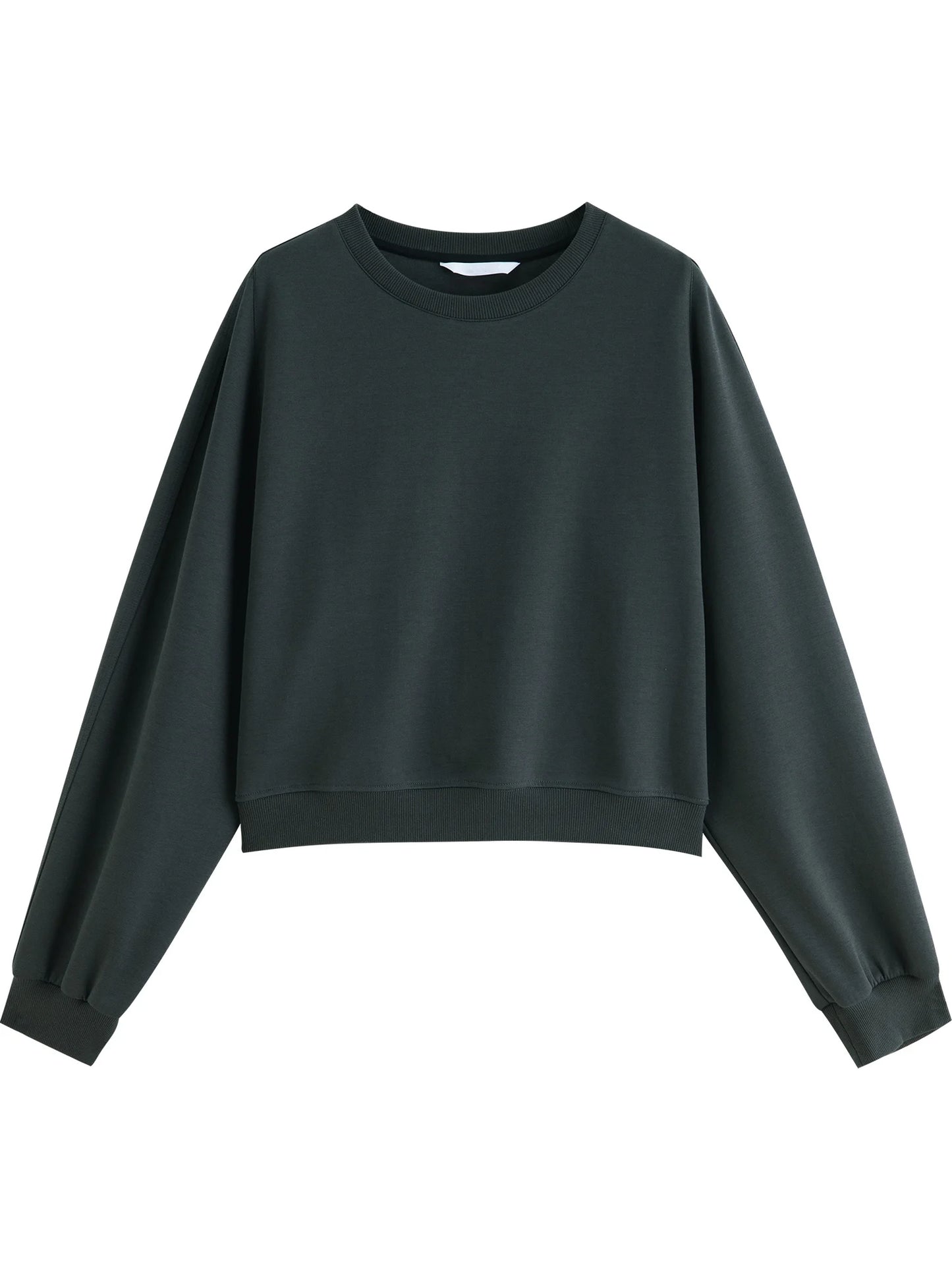 Charcoal Cropped Crew Neck Sweatshirt