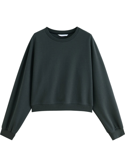 Charcoal Cropped Crew Neck Sweatshirt