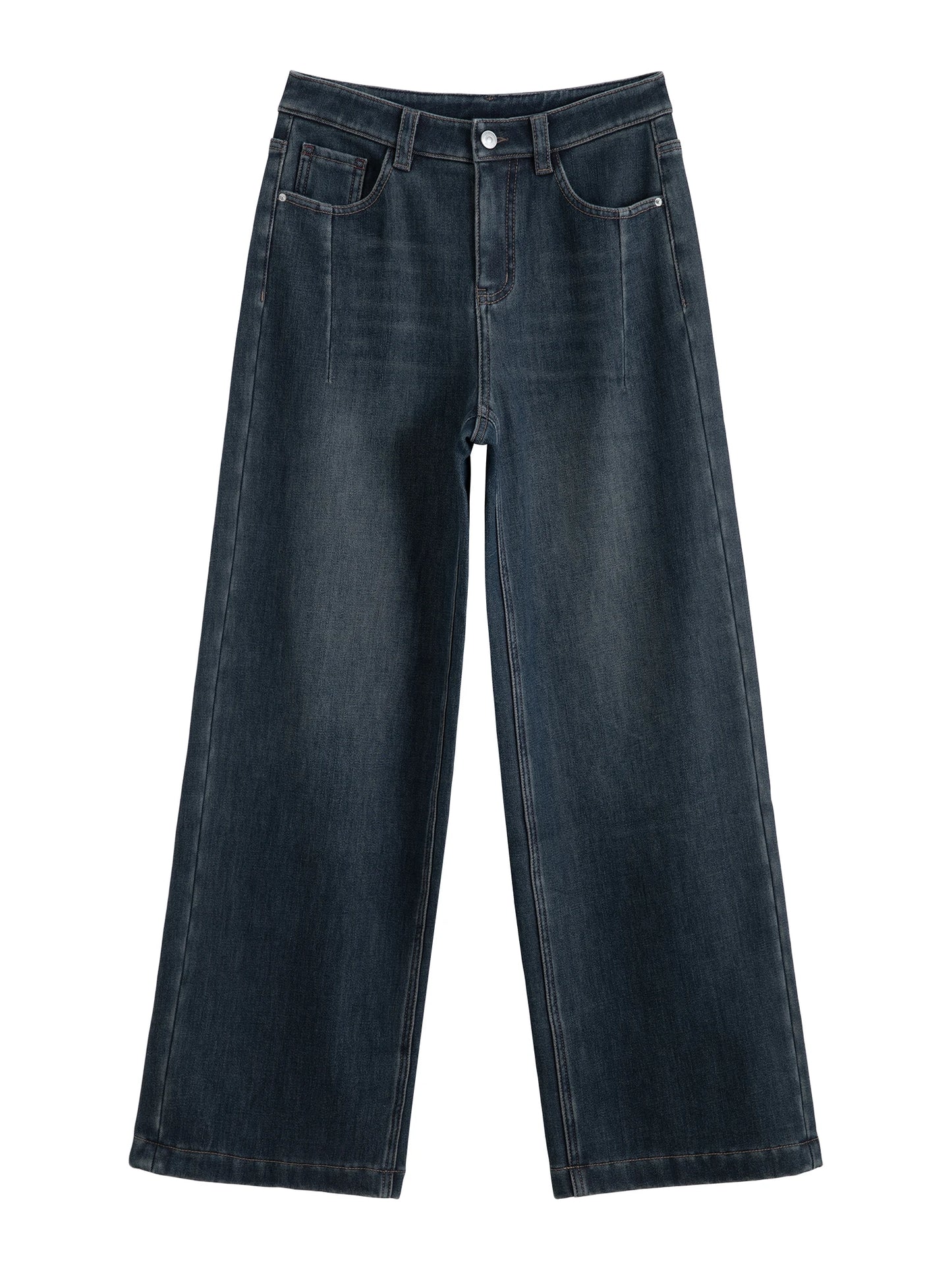 Dark Denim Seam Wide Leg Jeans