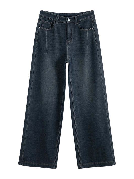 Dark Denim Seam Wide Leg Jeans