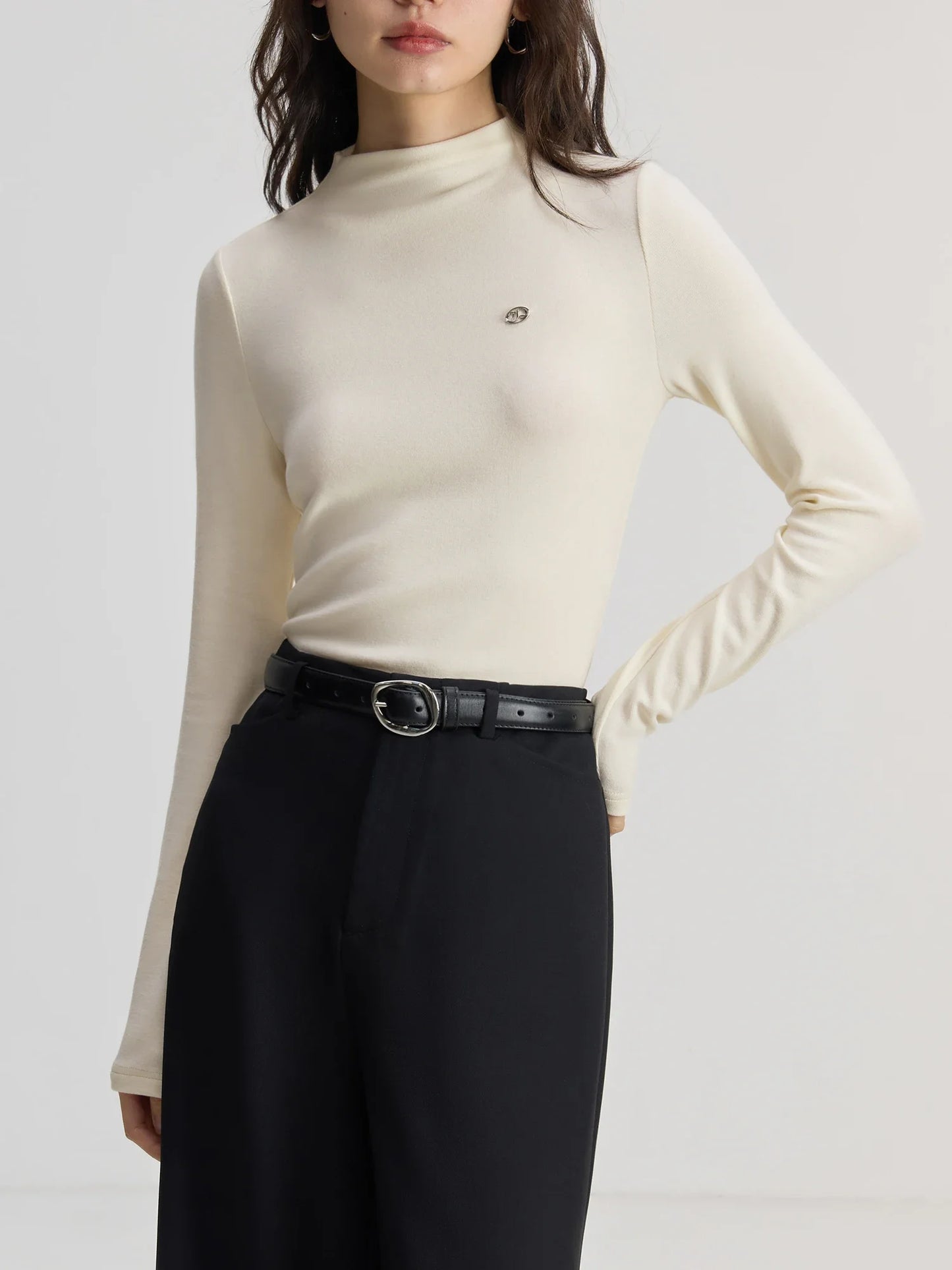 Ivory Mock Neck Knit Top
