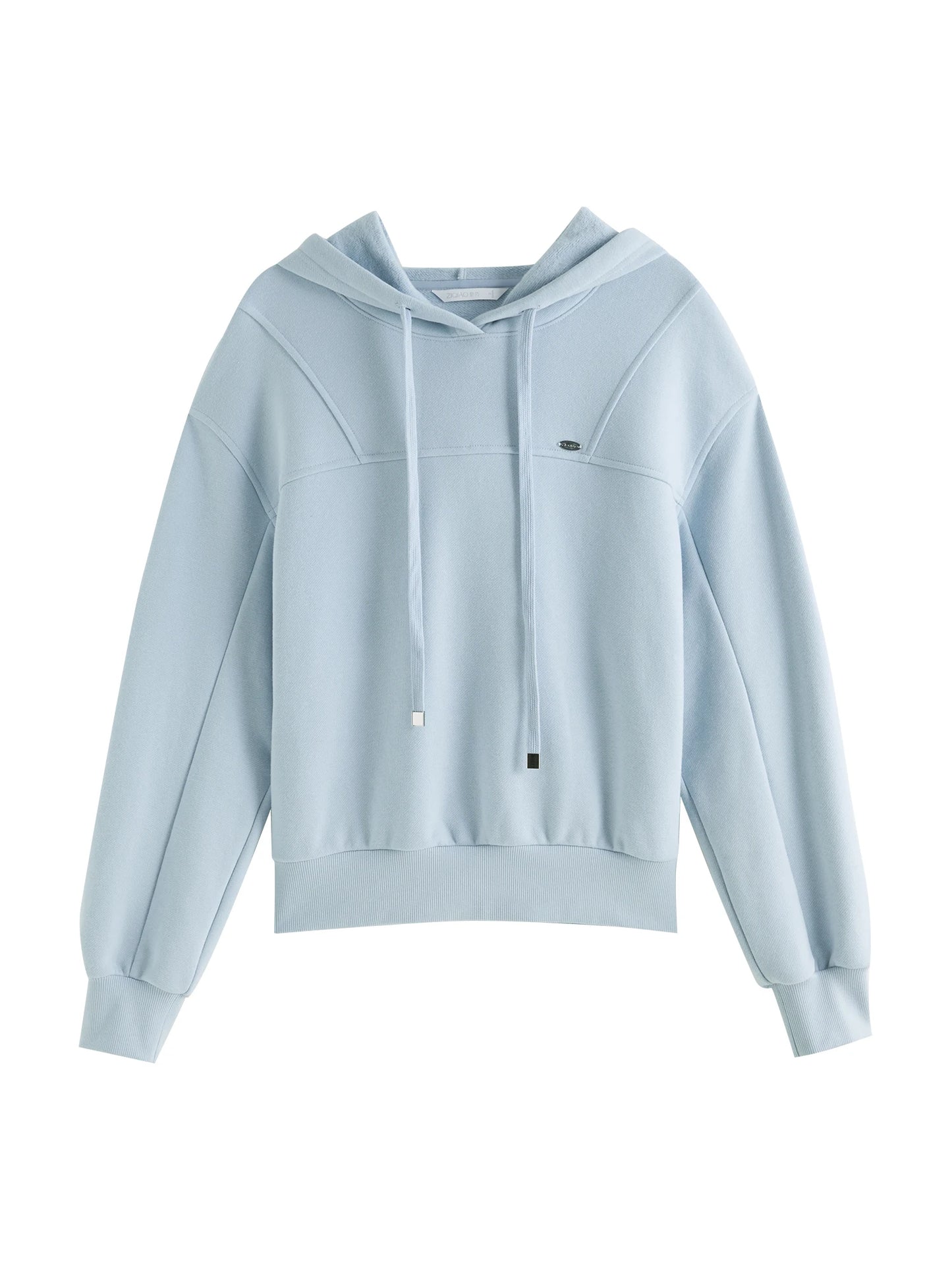 Pale Blue Drawstring Pullover Hoodie