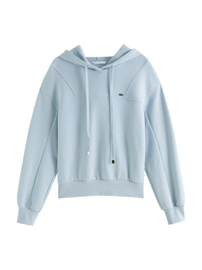 Pale Blue Drawstring Pullover Hoodie