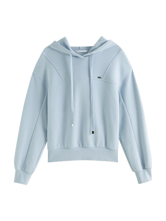 Pale Blue Drawstring Pullover Hoodie