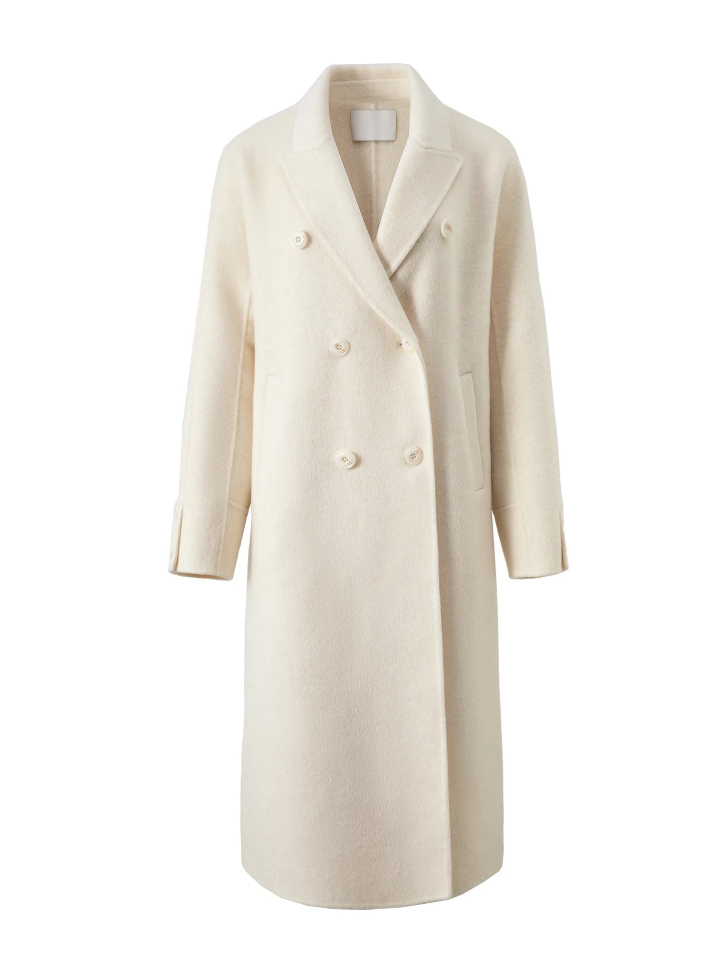 White Knee Length Wool Coat