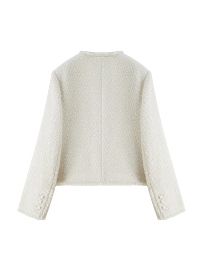 Ivory Sequin Tweed Jacket