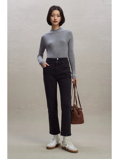Black High Waist Straight Jeans