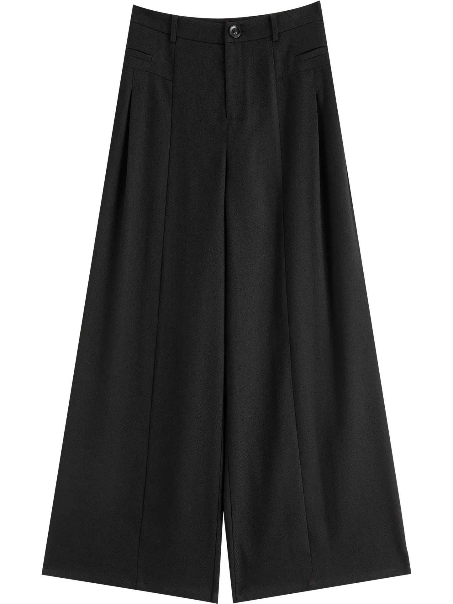 Herringbone Pleated Wide Leg Trousers