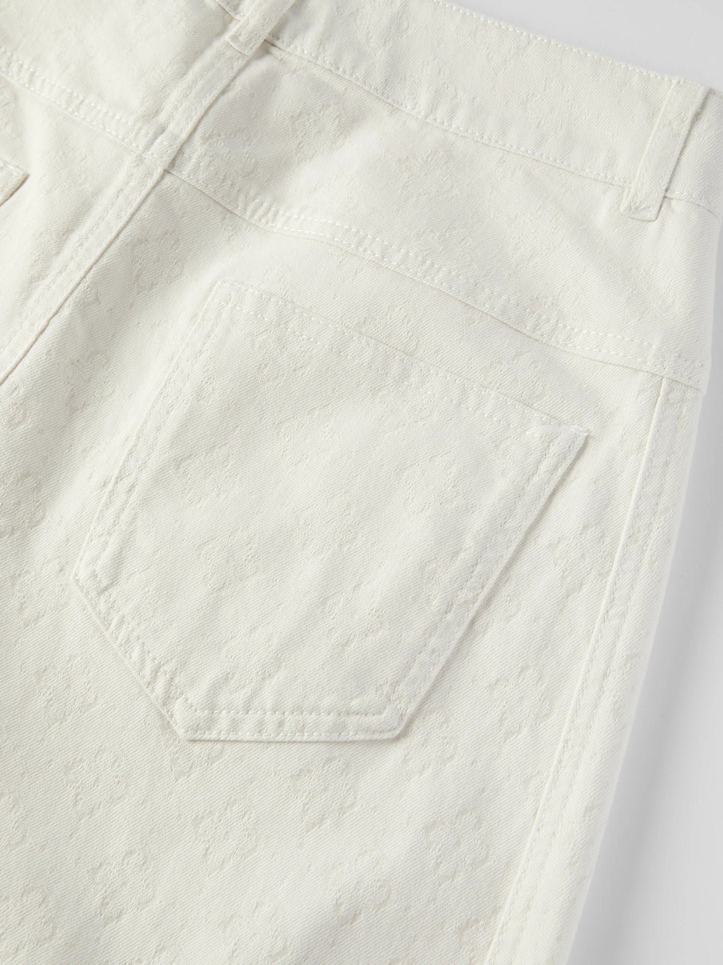 Ivory Jacquard Wide Leg Jeans