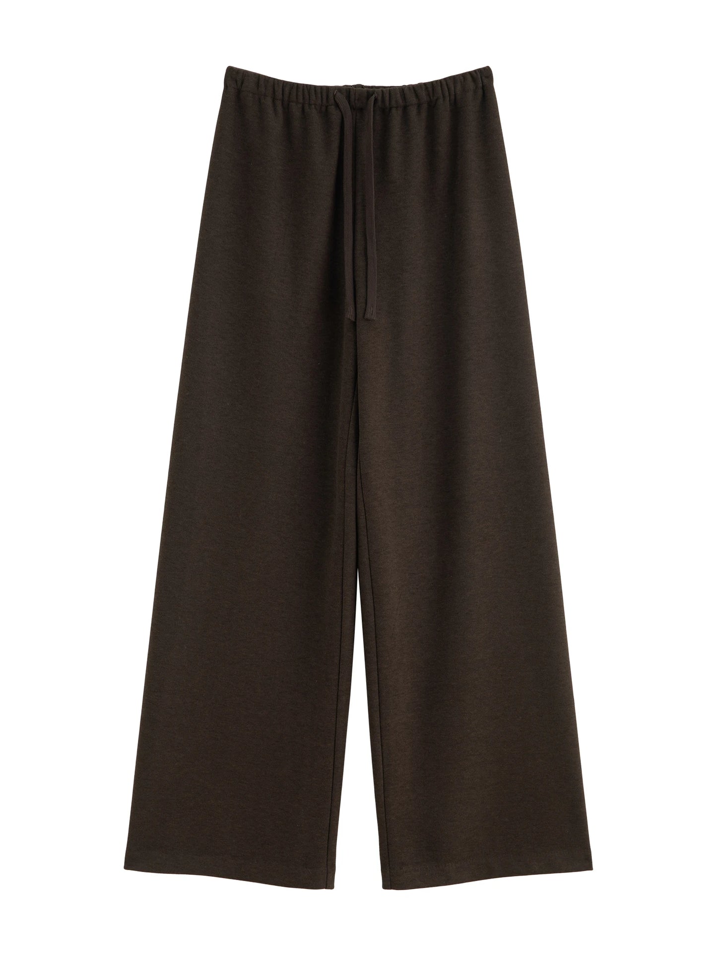 Black Wool Blend Wide Leg Pants