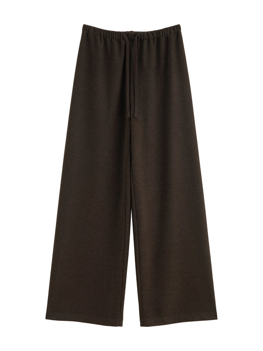 Black Wool Blend Wide Leg Pants