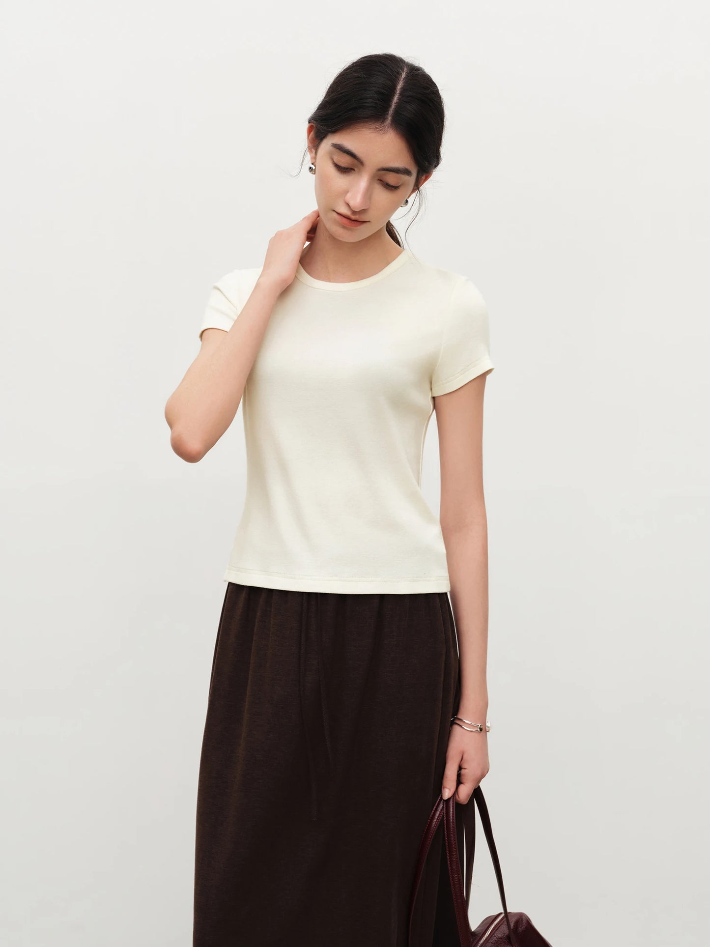 Ivory Slim Crew Neck Tee