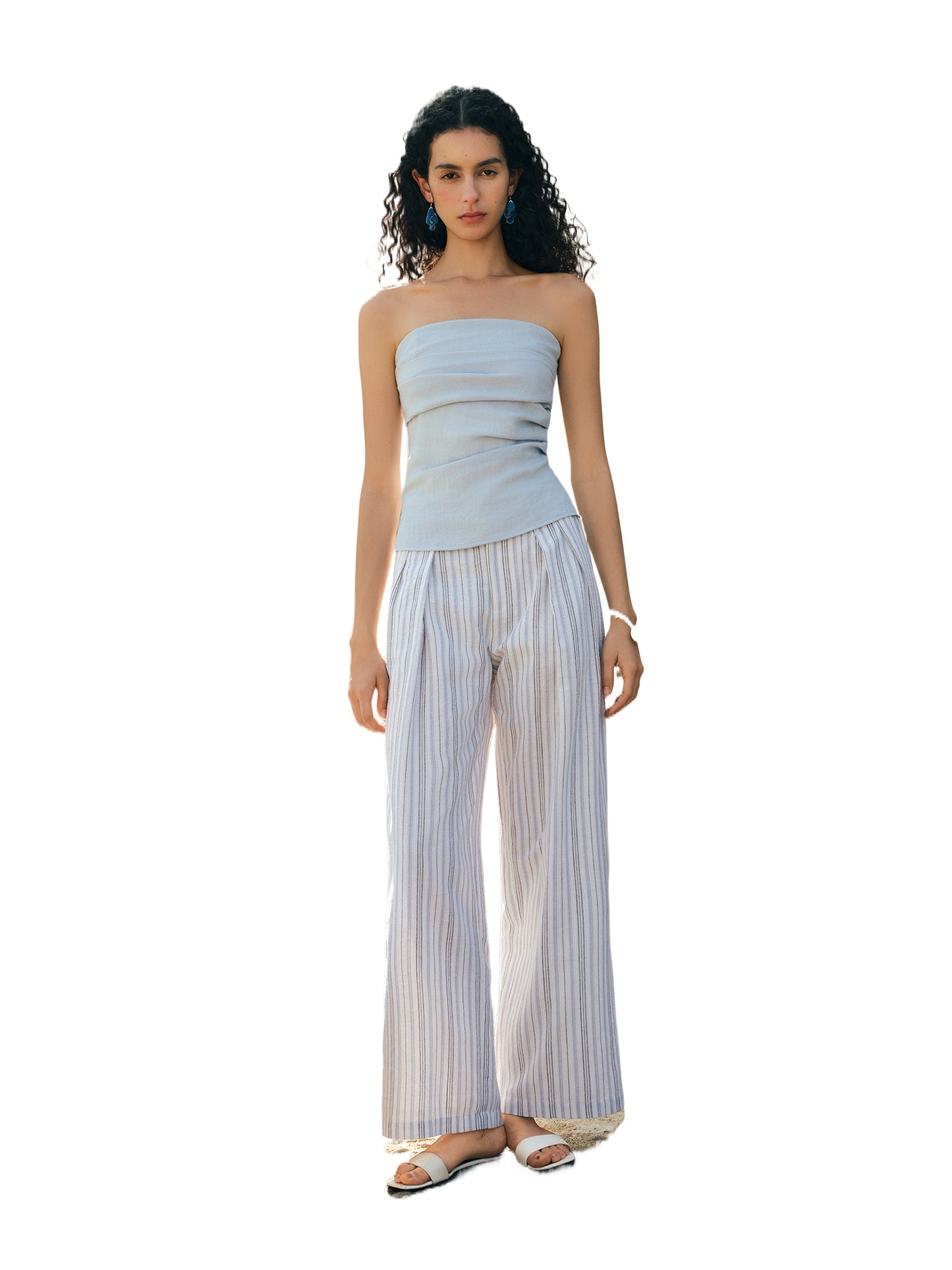 Bandeau Striped Pants Set