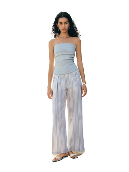 Bandeau Striped Pants Set