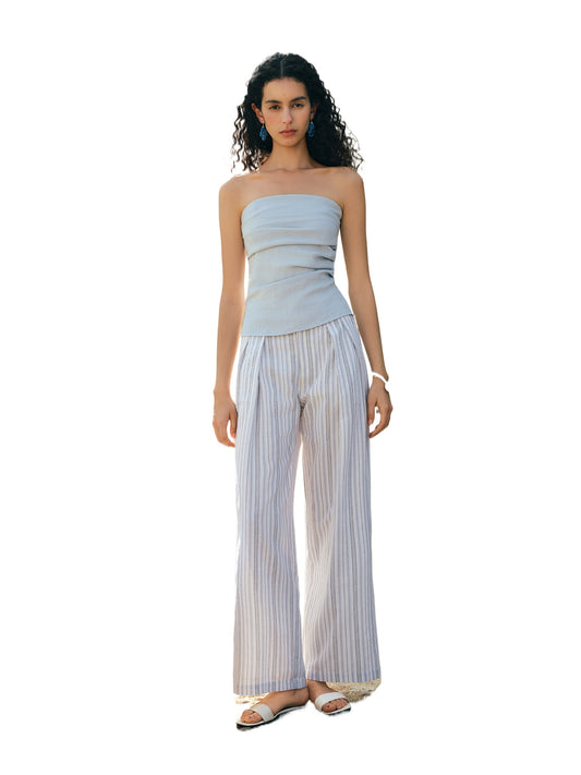 Bandeau Striped Pants Set