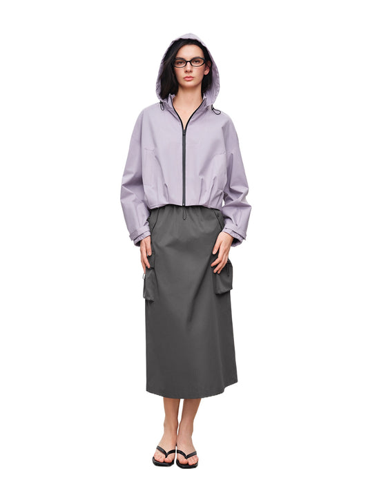 Lavender Hooded Jacket Skirt Set