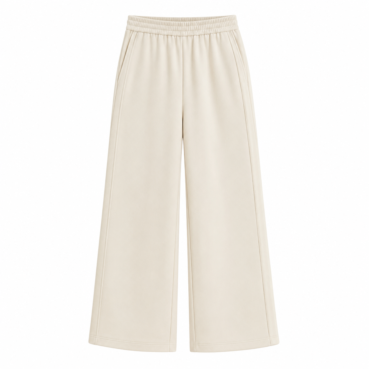 Ivory Elastic Waist Wide Leg Pants