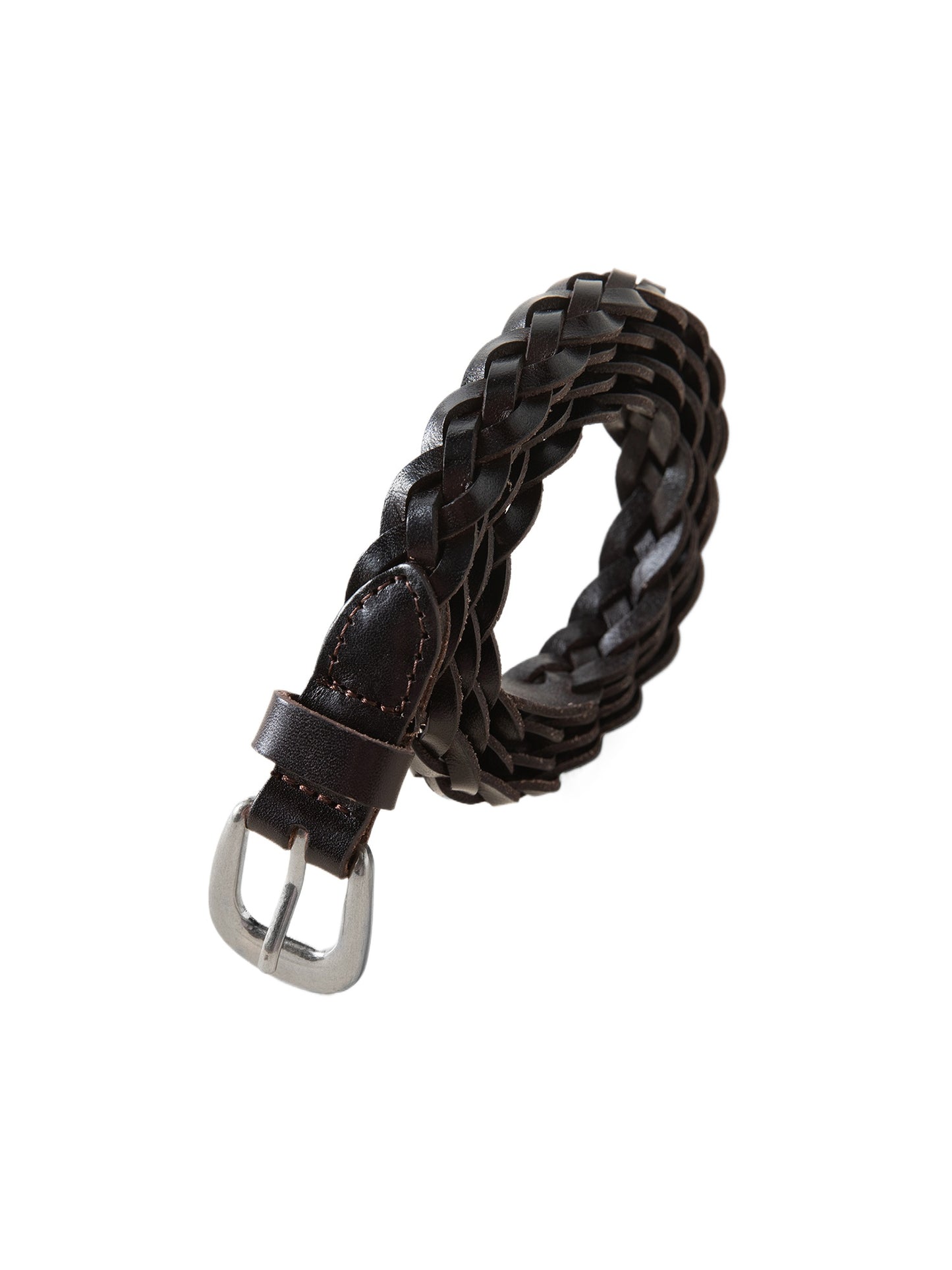 Braided Leather Buckle Belt