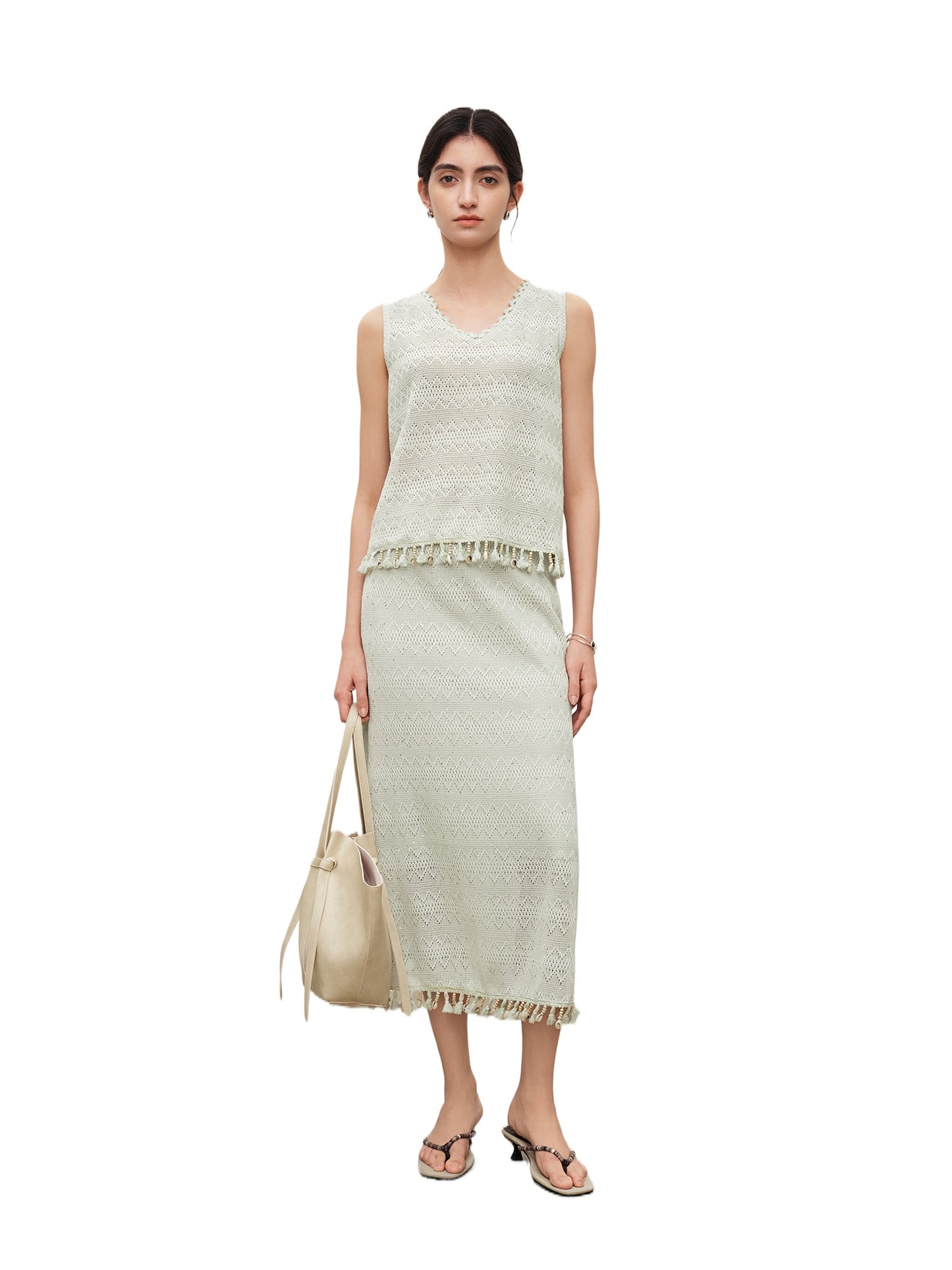 Sleeveless Crochet Skirt Set