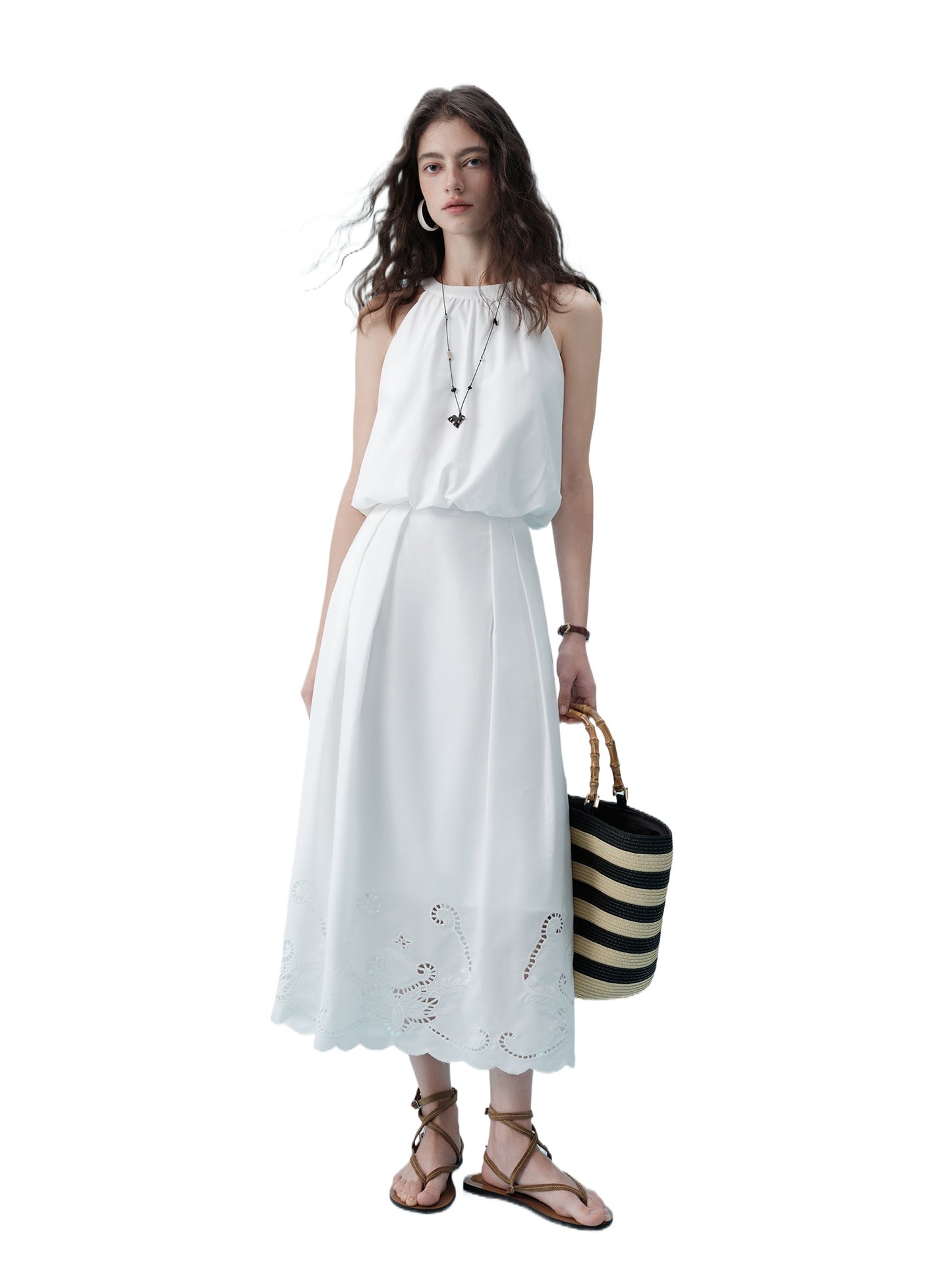 White Sleeveless Skirt Set