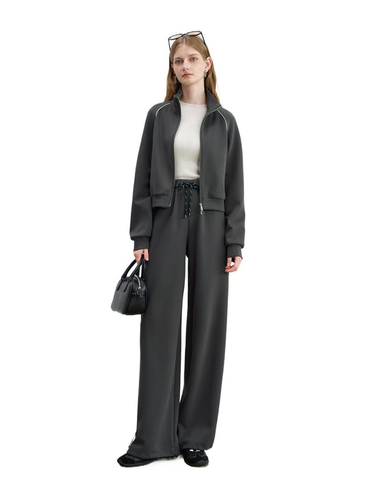 Contrast Cropped Jacket Pants Set
